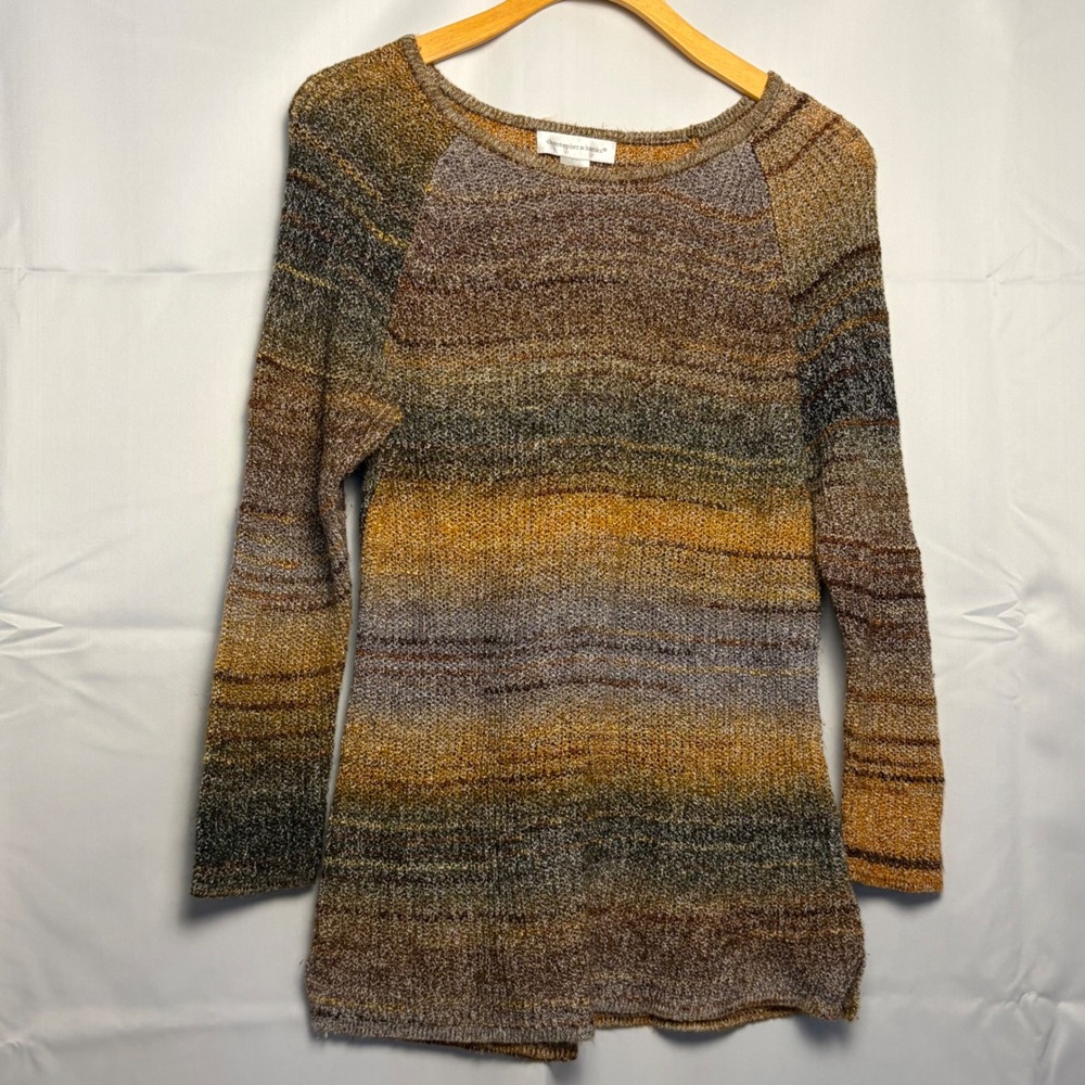Christopher & Banks Womens Medium Brown Space Dye Knit Long Sleeve Sweater